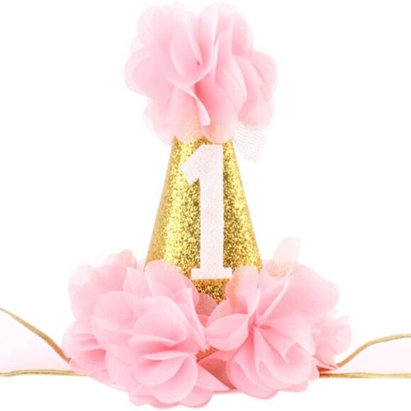 Handmade Other - 1st Birthday Hat - Pink and Gold